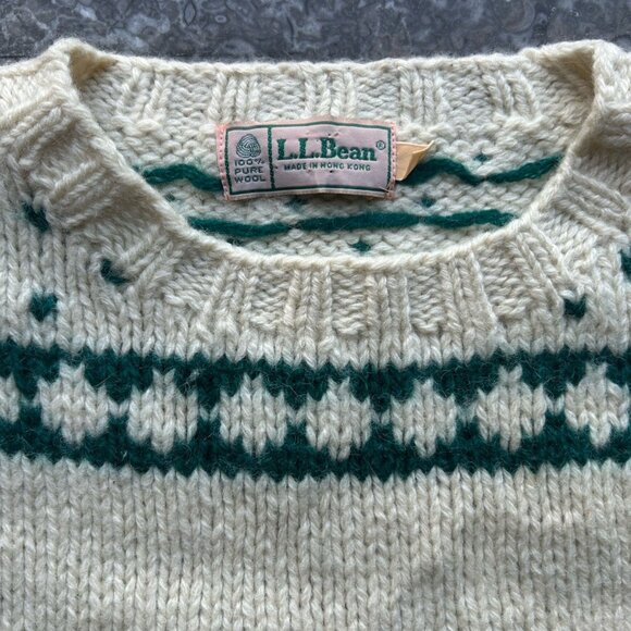 Vtg LL Bean Ragg Wool Dog Boot Sweater Intarsia Puppy Labrador L Cottage Preppy - Picture 9 of 11